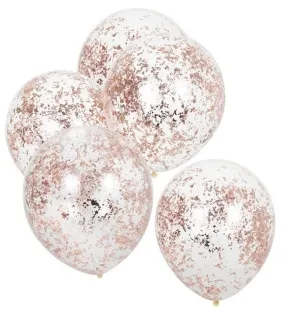 5 palloncini coriandoli in oro rosa altalena 30 cm