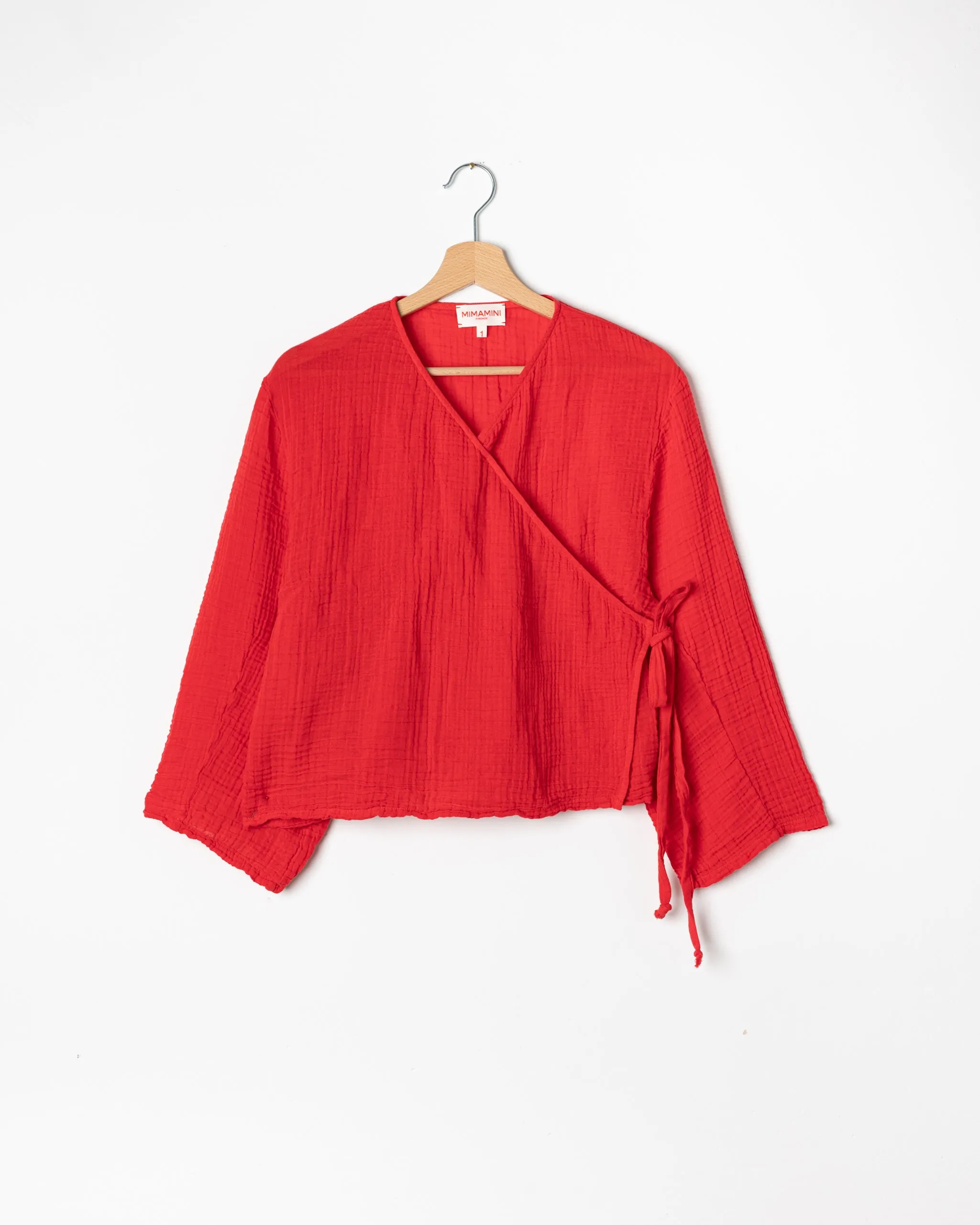 BLUSA KIMONO  mussola di cotone rosso