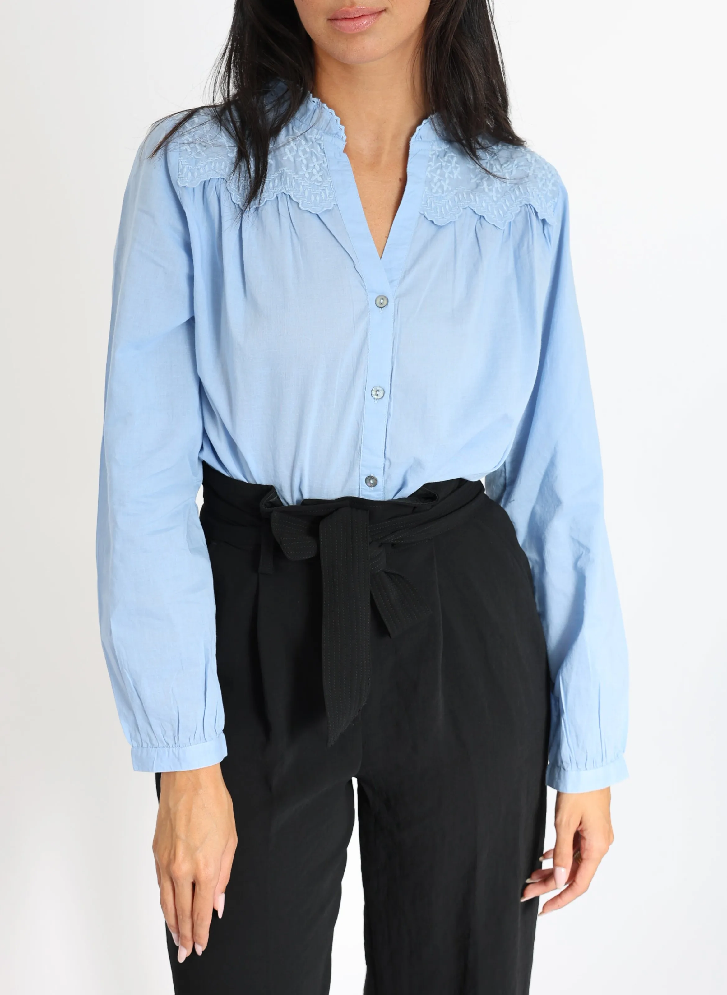  KOOKAI   CLEO - Camicia ampia ricamata in cotone | Blu