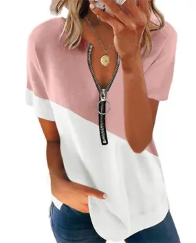 Maglietta da donna alla moda Maglietta estiva con scollo a V e scollo a V a maniche corte