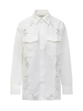MARINE SERRE Camicia con Ricamo e Logo  