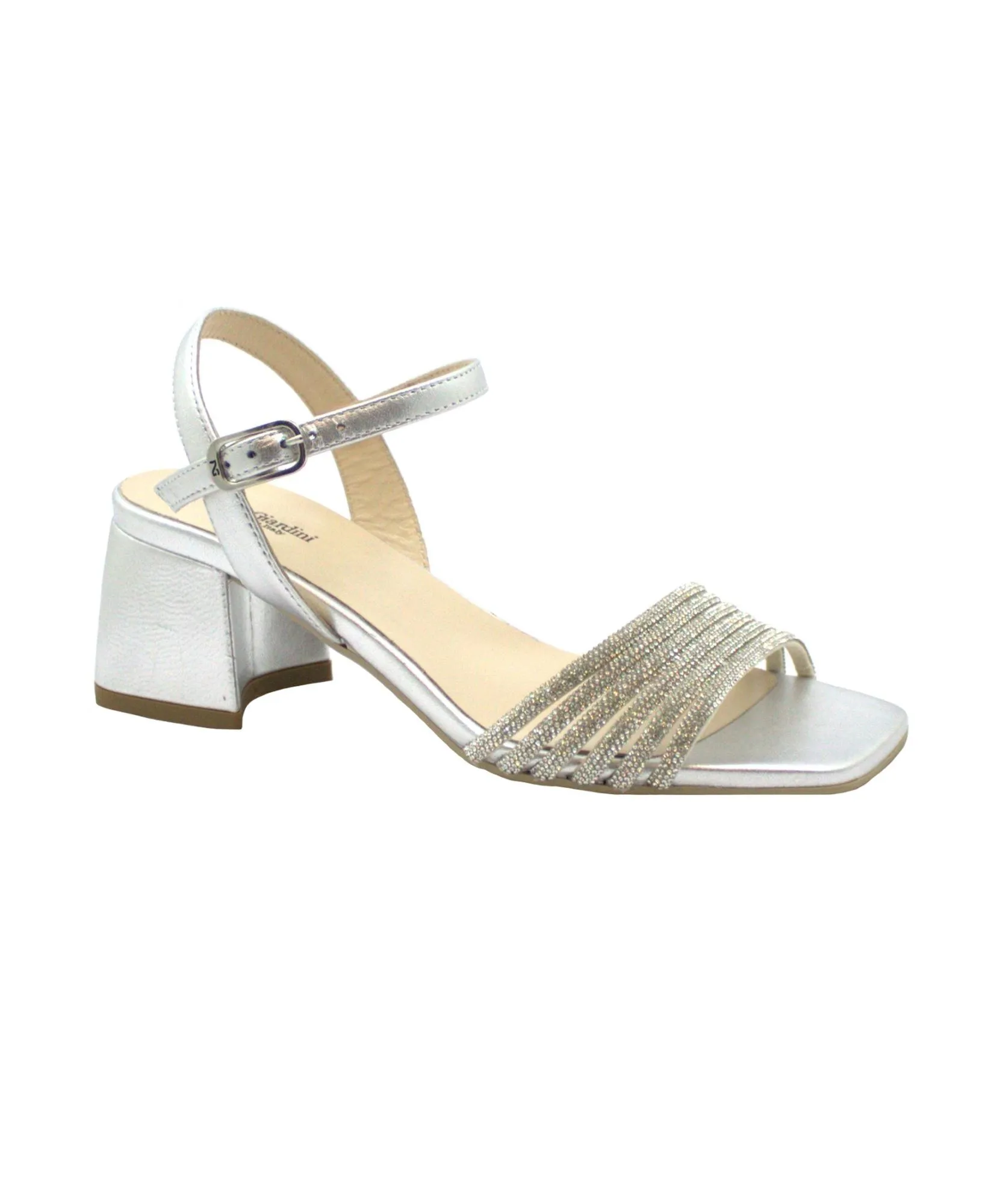 NERO GIARDINI 07320 argento scarpe donna sandali tacco cinturino glitter
