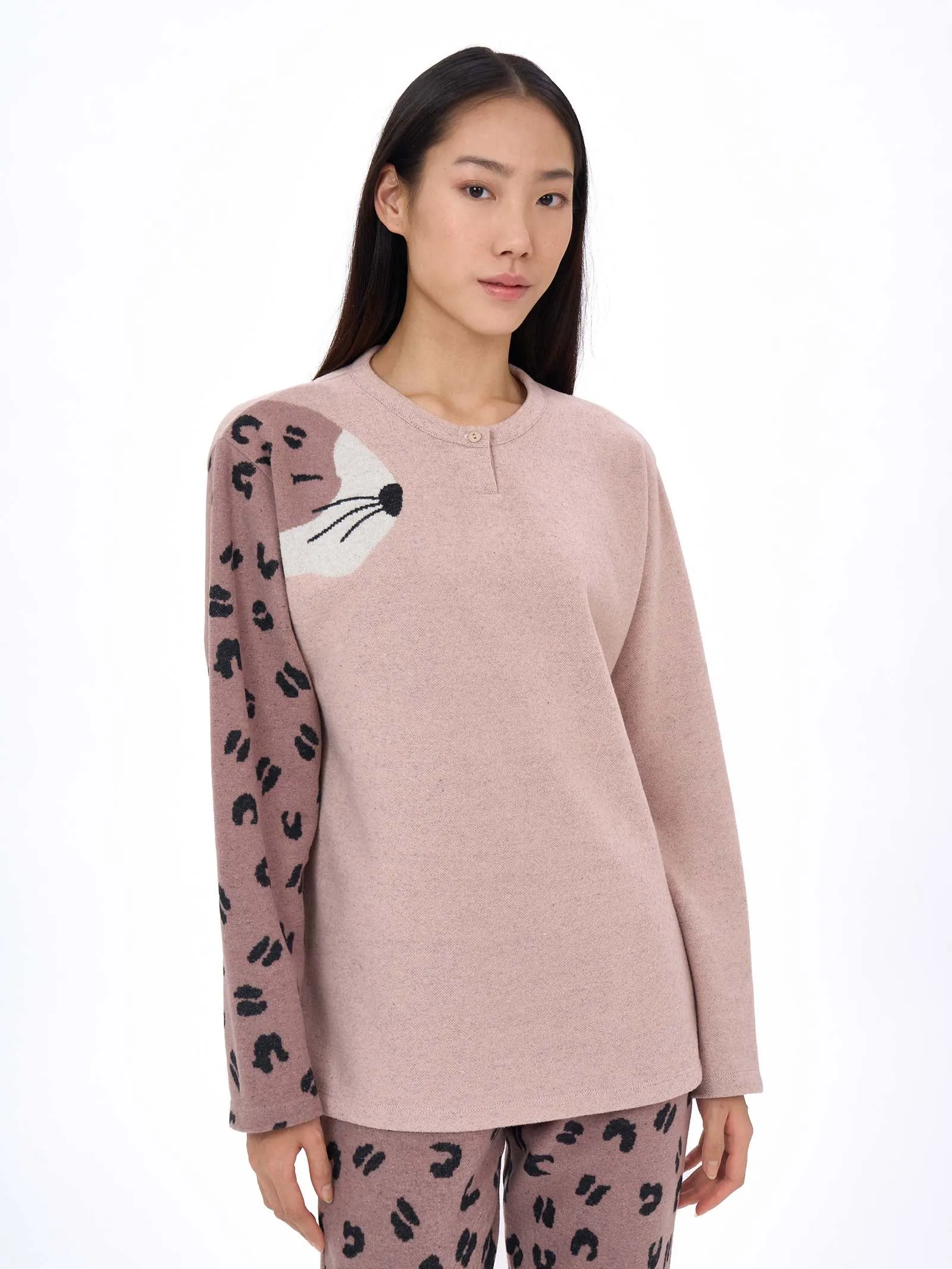 Pigiama serafino in Cotton Eco Pile - Fant. Rose Quartz