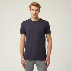 T-shirt Essentials in cotone tinta unita in Blu: Collezione Uomo Di Lusso | Harmont & Blaine®