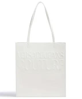  Versace Jeans Couture Institutional Logo Borsa shopper pelle sintetica bianco  